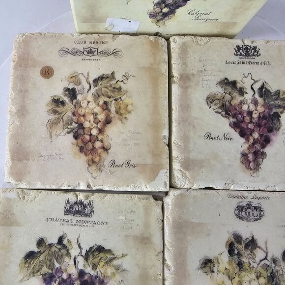 Chateau Montagne Vineyard Wine Grapes Coasters Set of 4 NIB - Picture 6 of 9